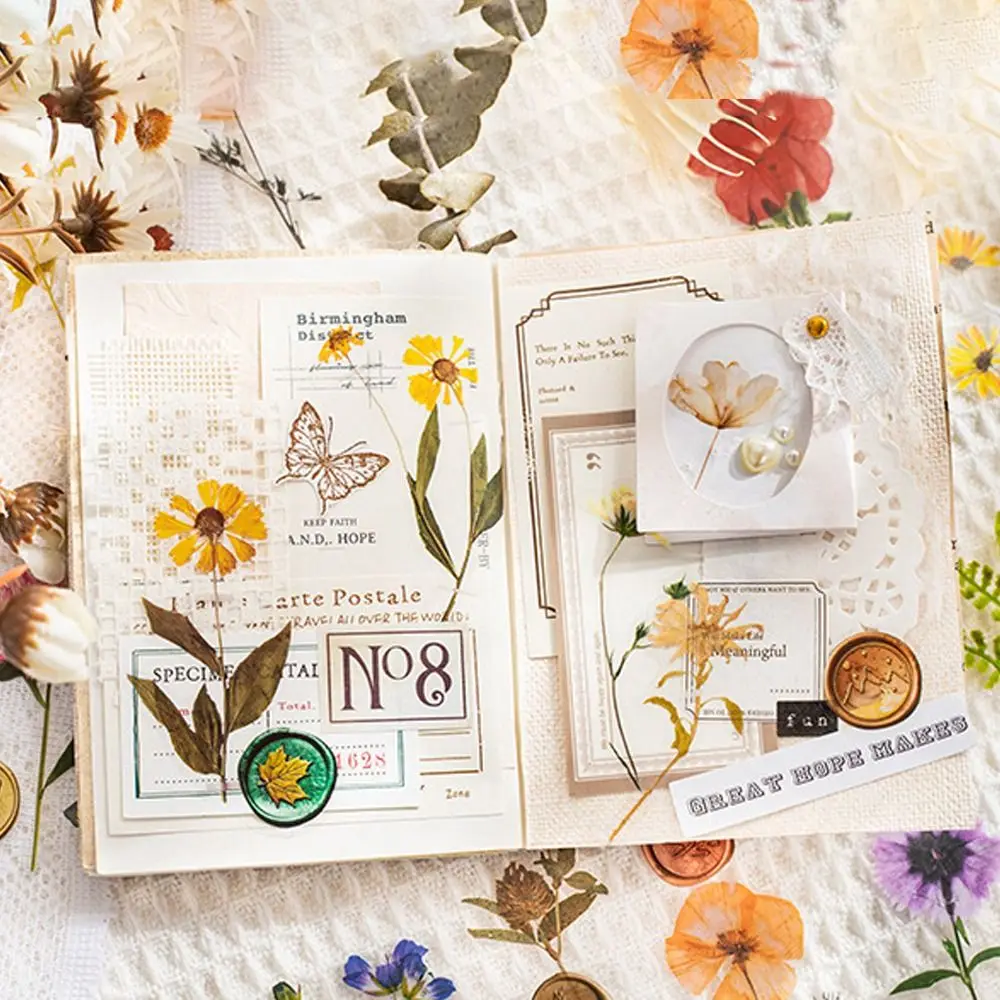 Floral Flower Sticker Leaf Waterproof DIY Decorative Sticker Graffiti Decoration Wall Decor Decals Stationery Envelope Sticker