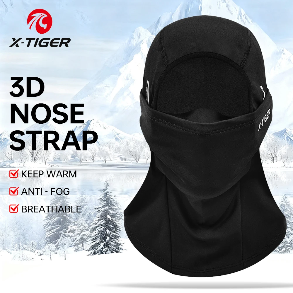 X-TIGER Warme Fahrrad- und Motorrad-Vollgesichtsmaske, winddicht, atmungsaktiv, Sturmhaube, Antibeschlag-Skimaske, Winter-Reitmaske, Schal, Kapuze