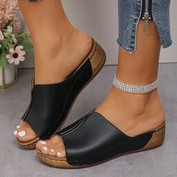 2024 New Summer Women's Slippers Outdoor Plus Size Roman Sandals Women's Platform Shoes Wedge Beach Slippers for Women Zapatos