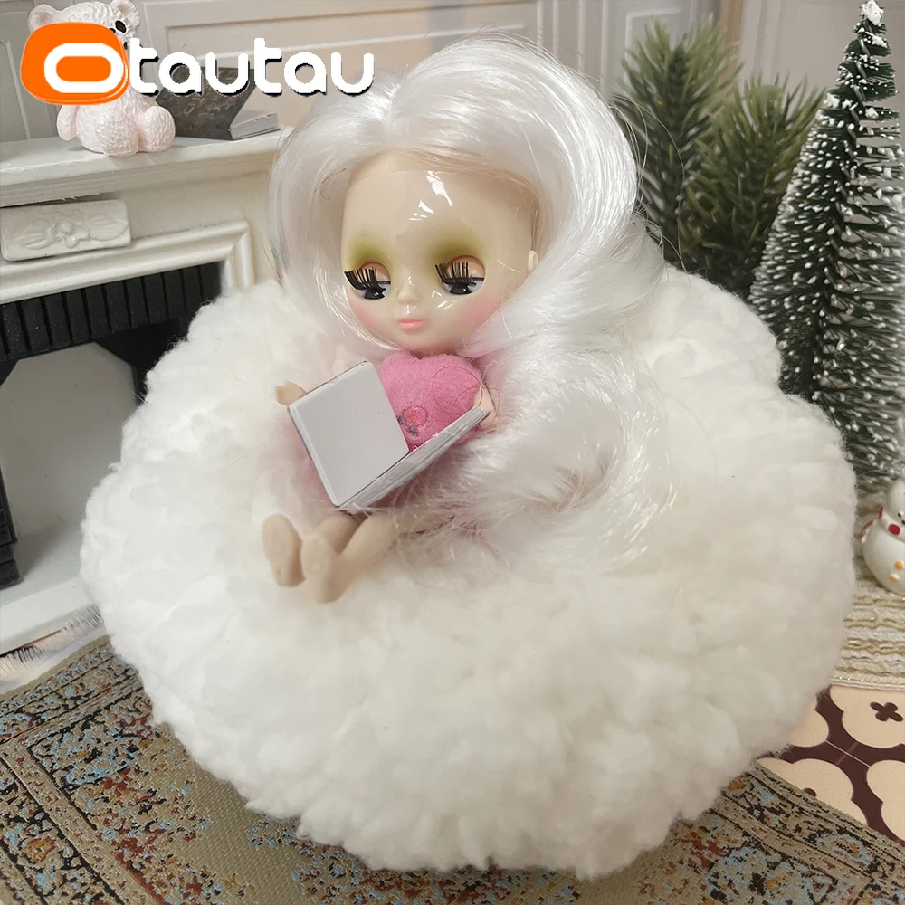 OTAUTAU 12cm/5inch Diameter Mini Bean Bag Pouf for 1/12 BJD Doll House Furniture Couch Sofa Bed Lounger Beanbag Chair SF288