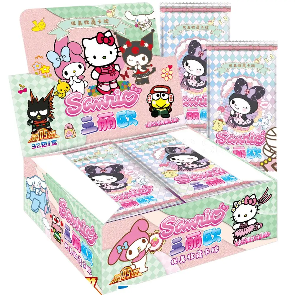 

Newest Sanrio Kuromi Hello Kitty Shining Card Cartoon My Melody Cinnamoroll Trading Card Children Table Toys Christmas Gifts