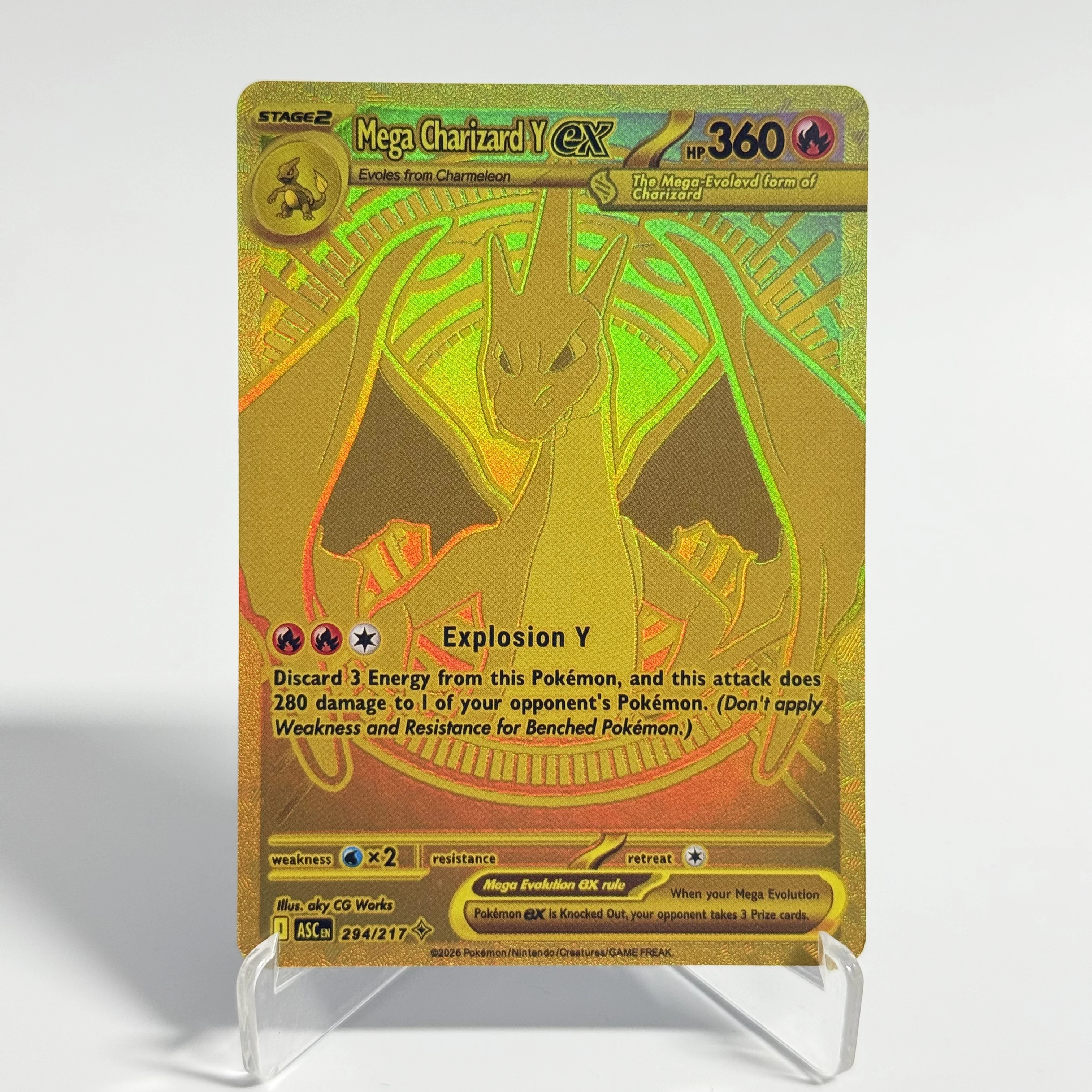 بطاقة PKM PTCG ASC/MEG/PFL Mega Charizard Y ex Lucario Gardevoir بطاقة نادرة طبق الأصل بطاقات ألعاب الوكيل الإنجليزية
