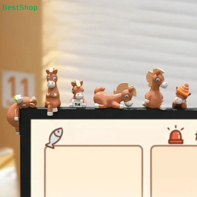 Cute Cartoon Horse Figurines Funny Animal Decor Ornament For Desk Computer Monitor Edge Car Dashboard Home Display Gifts