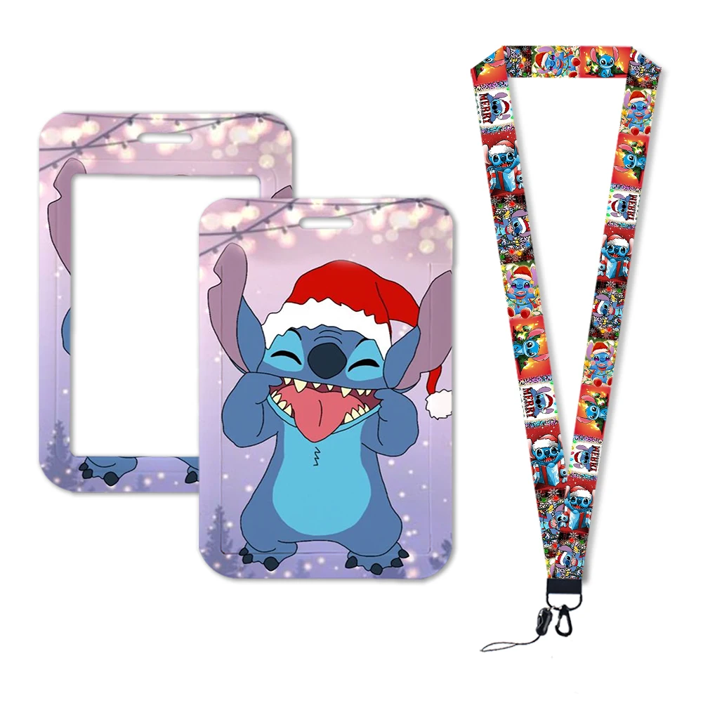 Disney-Stitch CAN o Keychains Lanyard Rope for prédire, Card ID, Employé, Danemark ge Holders, Student, Card Lanyard Set, Christmas