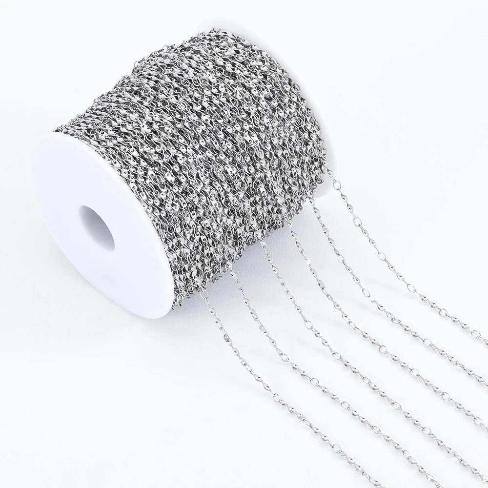 1Meter Stainless Steel 3mm Thick Link Chains Hanging 2.5mm Bead for DIY Men Necklace Bracelet Bag Chain Jewelry Making Wholesale image 3