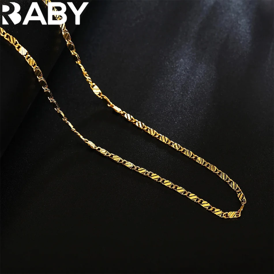 

Hot sale 925 Sterling Silver 18K Gold flat Clavicle chains Necklaces for Men Women wedding Jewelry Christmas gifts 40-75cm