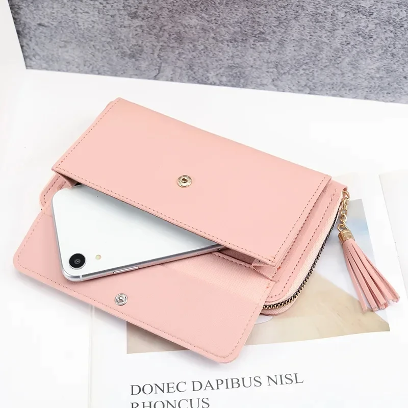 Fashion Phone Pouch Mini Messenger Bag Clutch Wallet for Girl Soft Leather Women Crossbody Bags Big Capacity Shoulder Bags