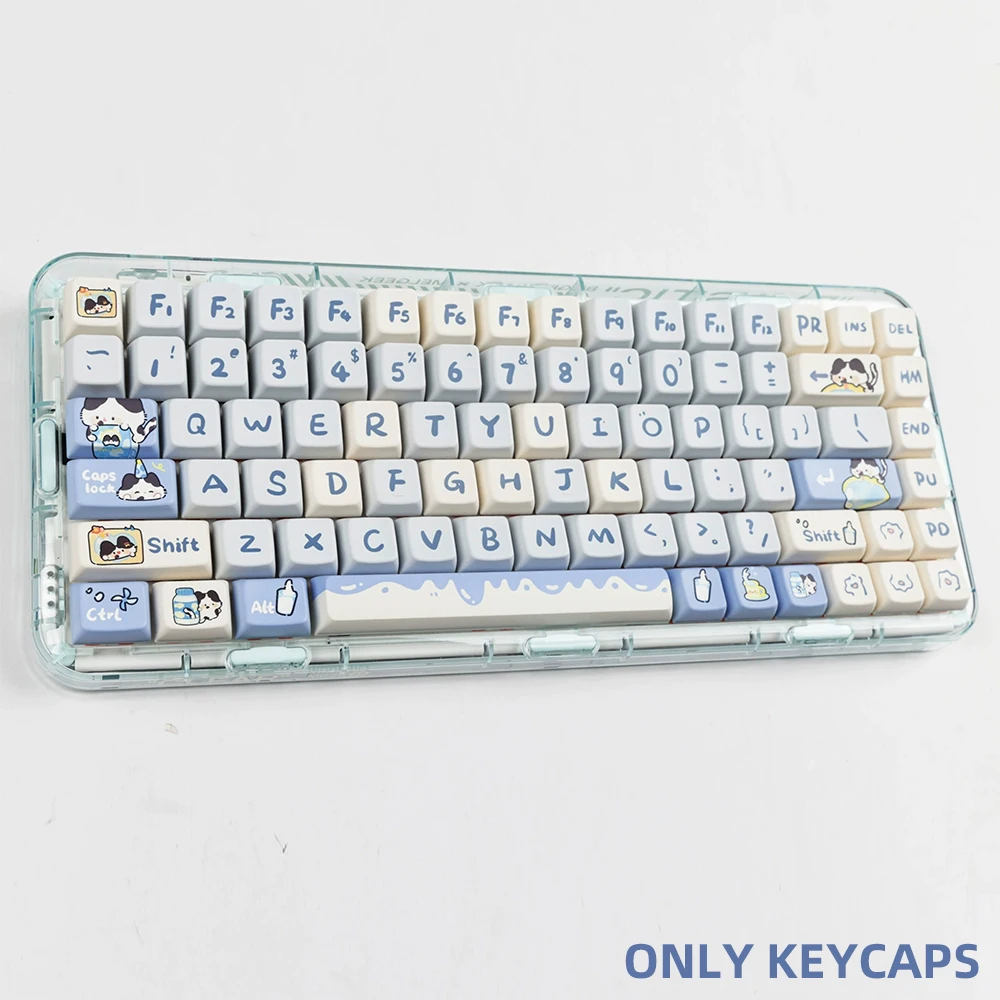 USLION 140 Keys MDA Profile Milk Cat Theme Keycaps PBT Heat Dye Sublimation Key Caps for 61/68/87/96/104/108 Mechanical Keyboard