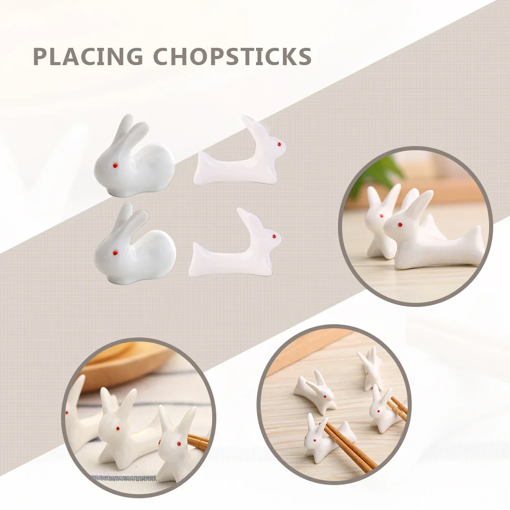 

8Pcs Animal Chopstick Rests Ceramic Bunny Design Non Slip Surface Perfect for Spoon Fork Storage Home Kitchen Table Decoration