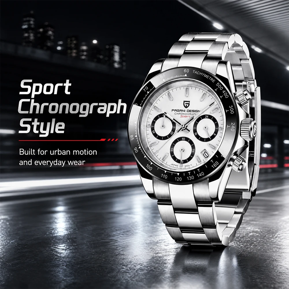 

PAGANI DESIGN Men's Chronograph Watch Sports Quartz Wristwatch Stainless Steel Waterproof Luxury Business Casual Reloj Hombre