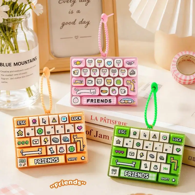 26 Keys Keyboard Shaped Fidget Toy Cartoon Stress Relief Decompression Bag Pendant Creative Decorative Gift