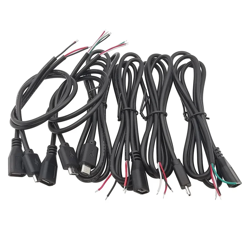 1/3/5Pcs Micro USB Male Female Plug Jack Power Supply Cable Charger Wire Connector 2Pin 4Pin Extension Cable Line DIY Repair