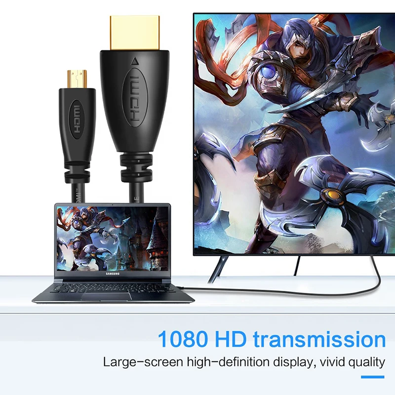 Adapter kabla Micro HDMI na HDMI Konwerter męski na męski Kabel Full HD 1080P 3D 4K HDMI do kamery PC Tablet