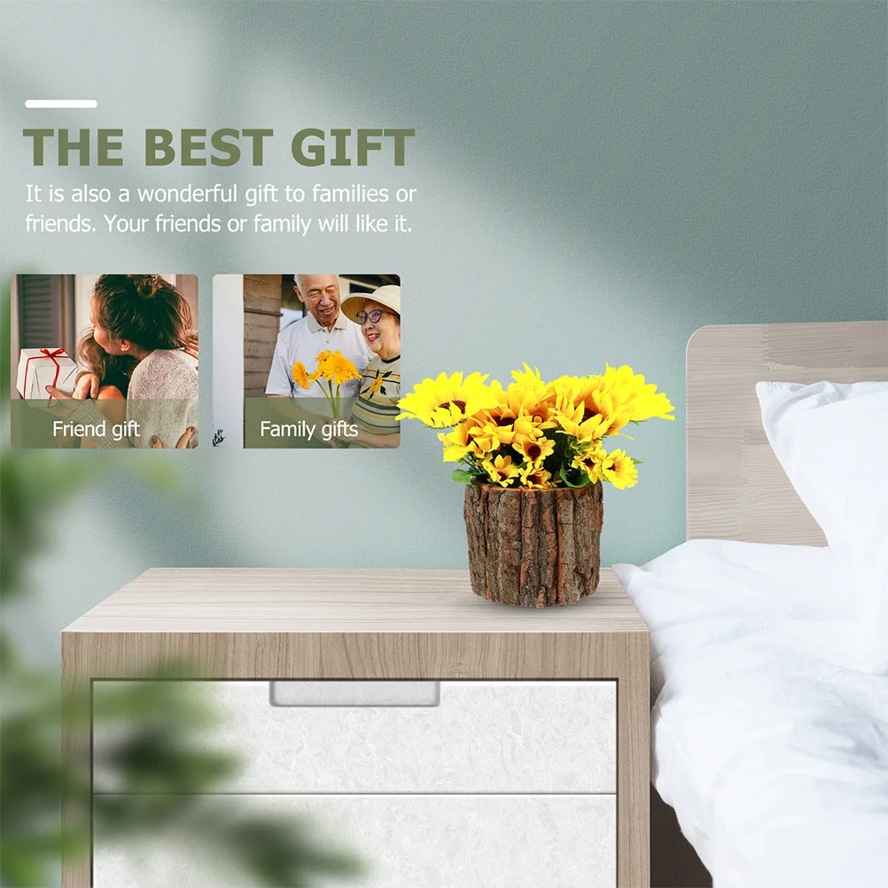 

3Pcs Waterproof Wooden Flower Buckets Natural Style Plant Vase Containers Wood Bark Flower Pot Natural Flowerpot