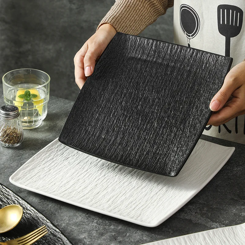 

Tableware and plates White high-end Western style salad steak plate Beef Plate Ceramic Pasta Flat Plates Kitchen Dinner Plates