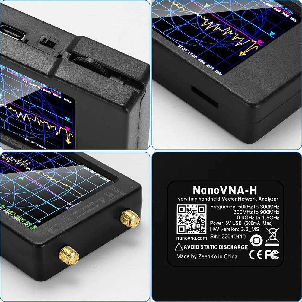 Nanovna-hベクトルネットワークアナライザー,smaキャリブレーション付きアンテナアナライザー,10khz-1.5ghz,最新バージョン,3.6 hf,vhf,uhf