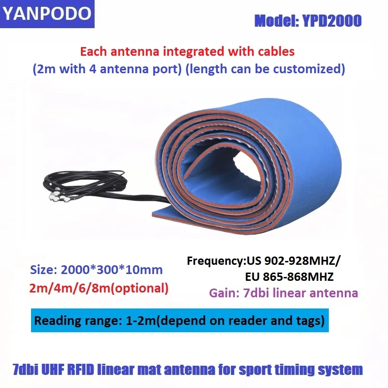 Yanpodo Long range 1-35m Integrated UHF RFID Passive Timing Reader for Marathon Sport with Roll Ground Mat Antenn