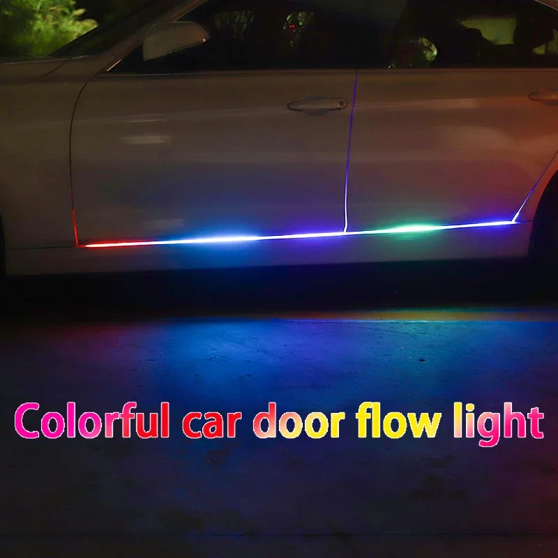 2pcs Car door rainbow flowing light running horse LED flowing side skirt chassis modification with ambient light