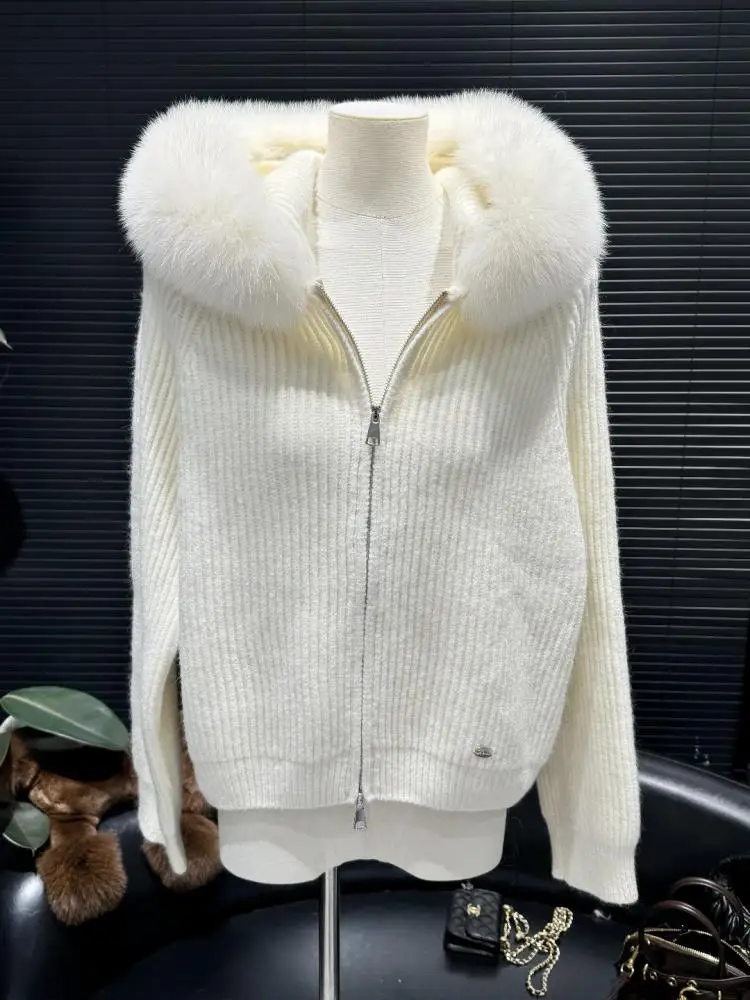 

Осень-зима, серый, бежевый свитер на молнии с длинными рукавами и капюшоном для женщин, синий кардиган, короткие вязаные топы, корейская мода, простота