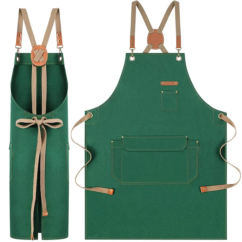 Custom Embroidery Printing Logo Waterproof Apron Men Women Kitchen Chef Baking Pockets Adult Restaurant Manicurist Nails Apron