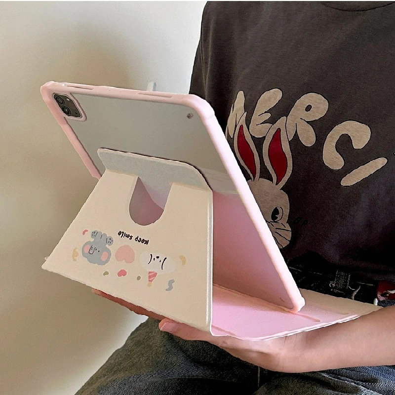 Compatible with Ipad Pro 2022 2020 12.9 inch Patterned protective case 360° swivel bracket Leather Cover