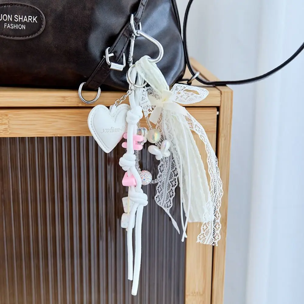 

High-grade Braided Rope Bag Pendant Korean Sweet Star Bear Keychain Bag Charm Cartoon Love Tassel Keyring Friends Birthday Gifts