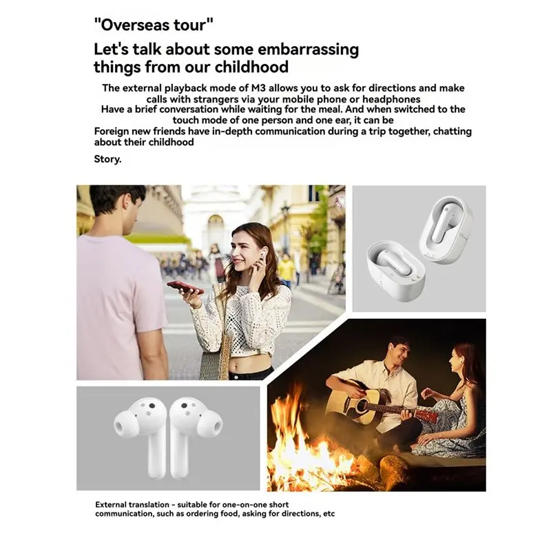 AA60-لغة M3 العمارة مترجم في وقت واحد سماعة السفر ترجمة صوتية تفسير الأعمال سماعة سماعات الأذن