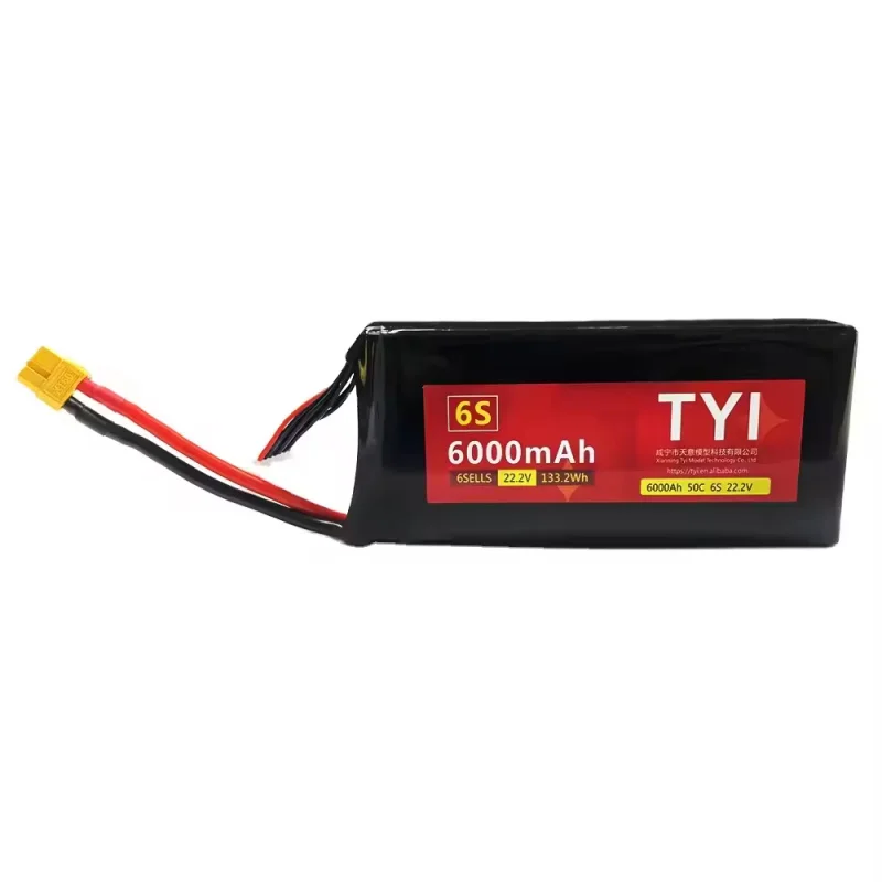 TYI 6S 6000mAh 22.2V 50C/60C 6S1P Lipo for freestyle RC FPV drone battery