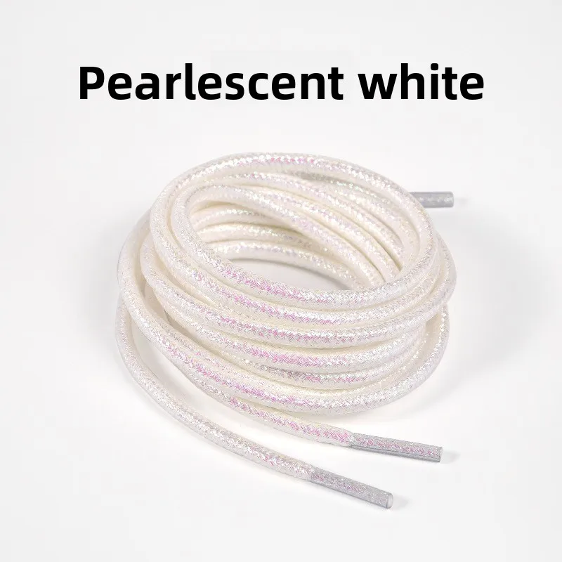 Shiny Metallic Glitter Round Shoelaces 1 Pair Colorful Gold Silver Thread Decorative Shoe Rope Replacement for White Sneakers