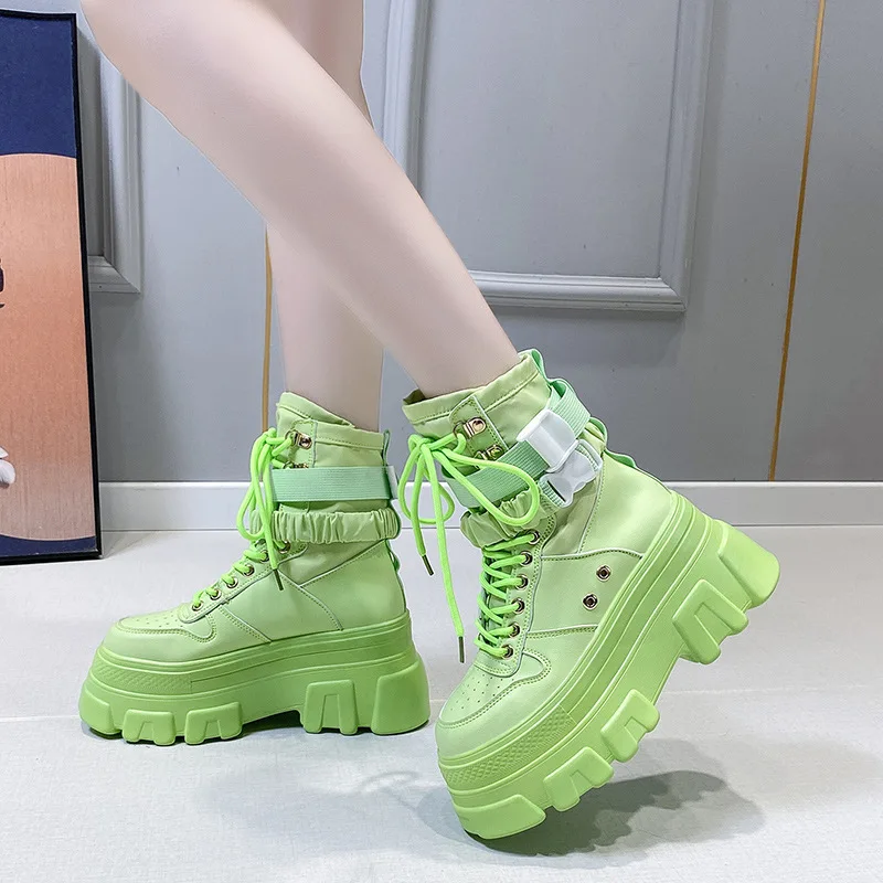 

New British style Women's Boots Thick soled Tall Short Boots Handsome Trendy Cool Casual Versatile Motorcycle Boots womens shoes