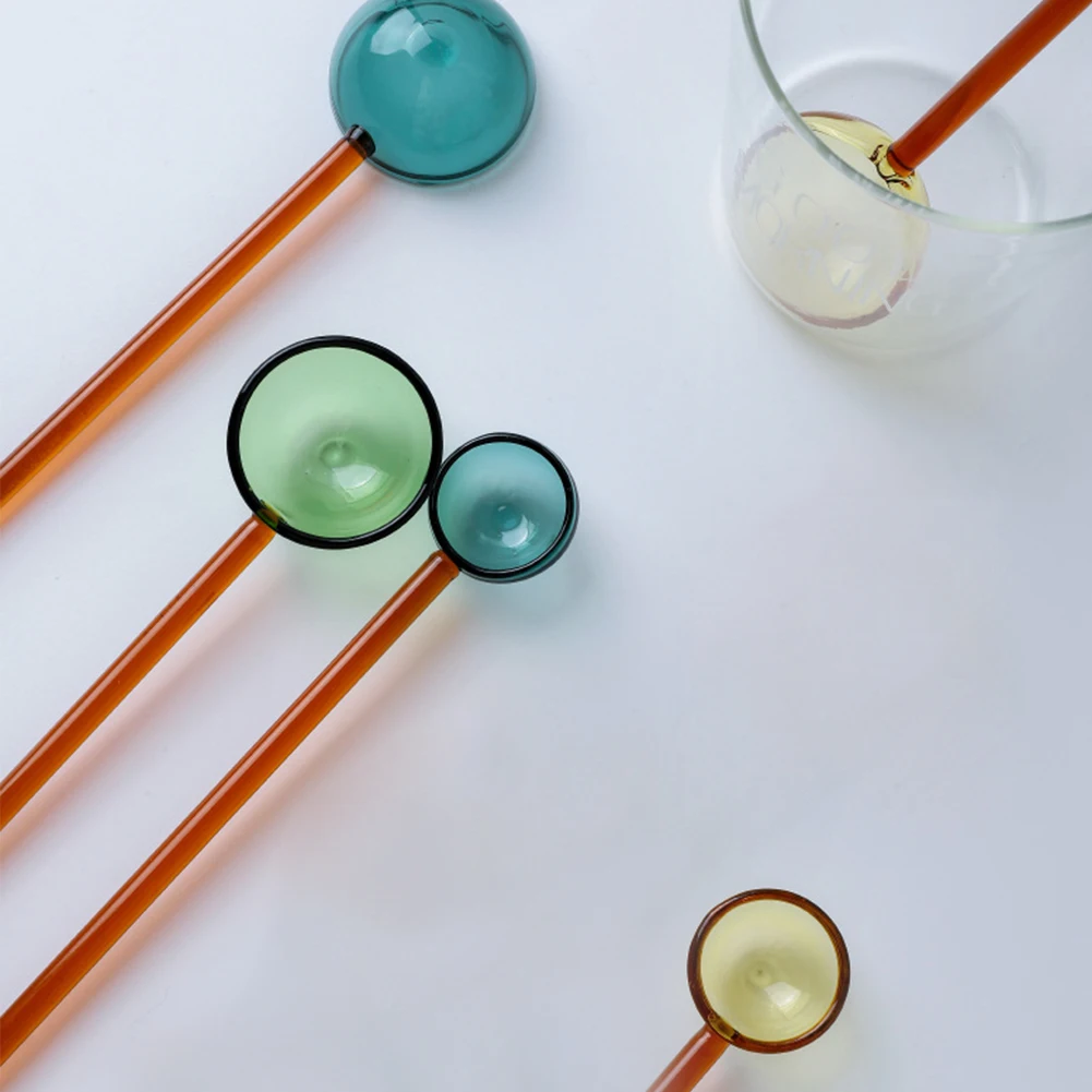 Cucharas mezcladoras de vidrio de colores, cucharas transparentes para zumo de fruta, café, bebidas frías, vajilla para el hogar