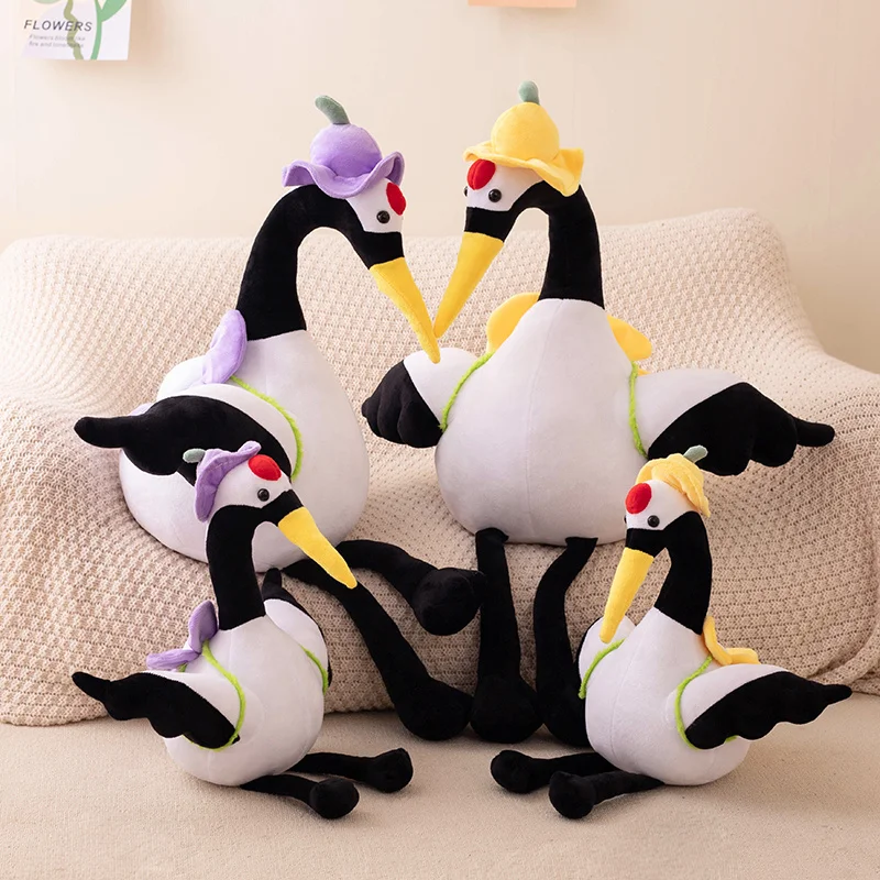 New Red-crowned Crane Doll Flower Bird Plush Toy Stuffed Animal Plush Toy Best Gift Kawaii Plushie Toy Simulation Funny Doll