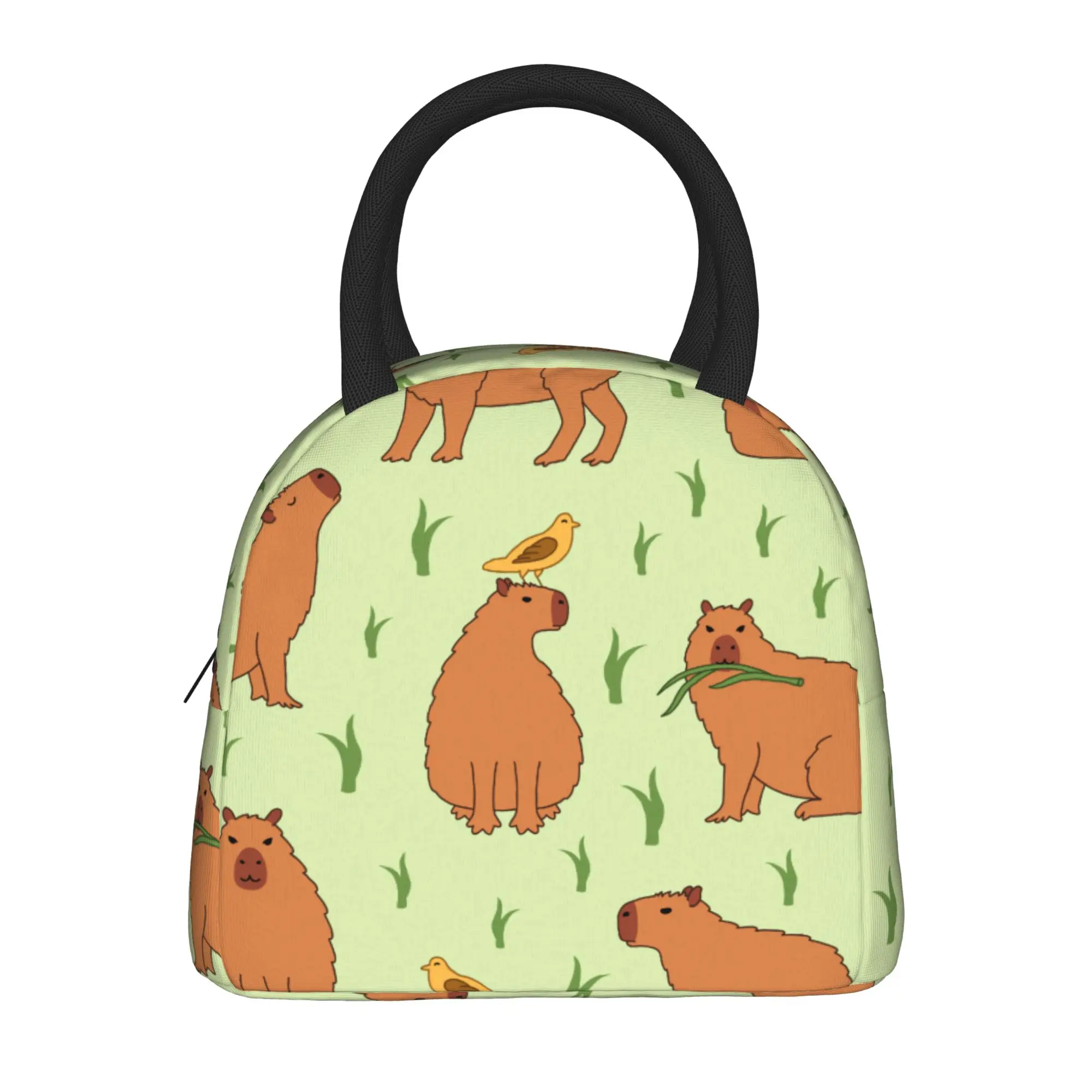 Capybara Cartoon  Insulated Lunch Bag Cooler Bag Meal Container  Portable Tote Lunch Box Girl Boy School  Picnic