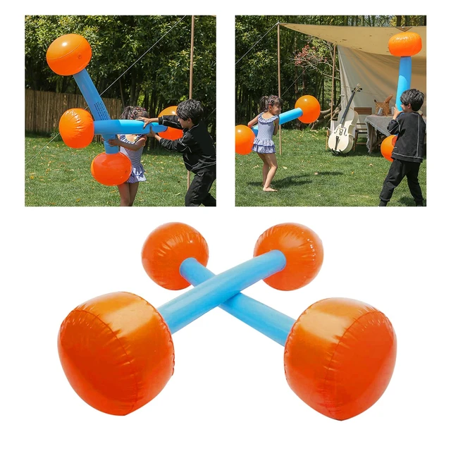 2Pcs Inflatable Dumbbell Exercise Gym Hand Weights Workout Training PVC Barbell for Kids Baby Indoor Outdoor Fun Gift Sport Game