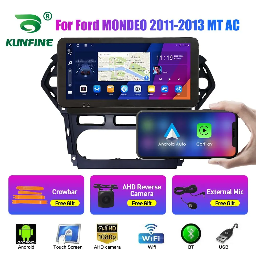 

10,33-дюймовый автомобильный радиоприемник для Ford MONDEO 2011-2013 2Din Android, восьмиядерный автомобильный стерео DVD, GPS-навигатор, плеер QLED, экран Carplay