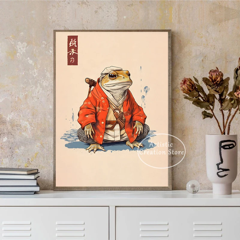 Vintage Japanese Funny Frog Print Canvas Painting Wall Picture Matsumoto Hoji Art  Art Poster for Living Room Wall Home Decor