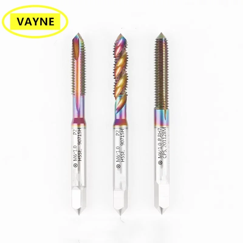 VAYNE HSSE Metrischer Spiralgewindebohrer TC-50 Beschichtung M1M2M3M4M5M6M8M10M12M14M16X0,25 0,35 1,25 1 1,75 Maschinengewindebohrer mit Feingewinde
