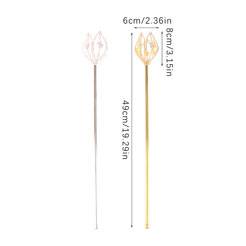 High Quality Fairy Princess Queen Flower Tulip Scepter Faux Rhinestone Decor Wand Award Ceremony Accessories