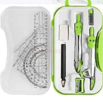 1set Math Geometry Kit Protractor Compass Set Triangle Ruler