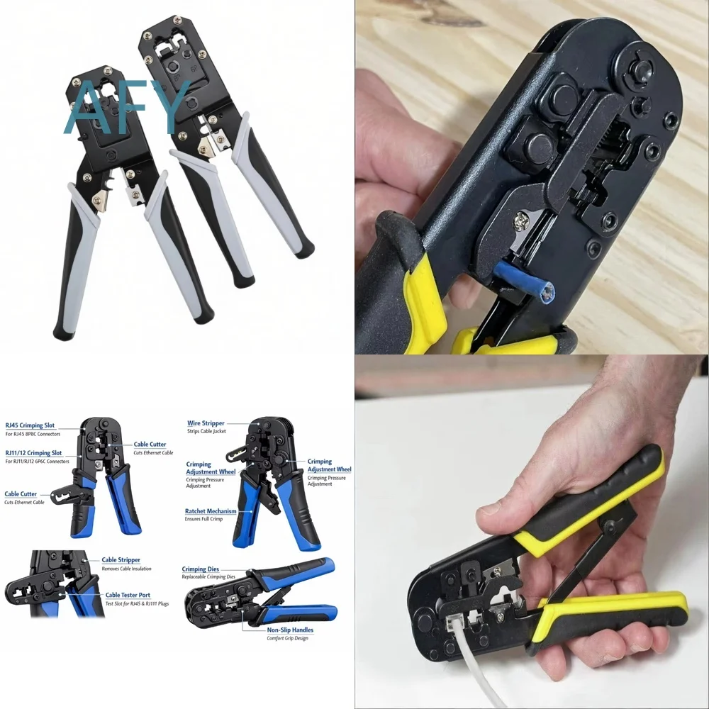 Heavy Duty RJ45 Crimping Tool Kit for Cat6 Cat6a Cat7 Network Cable Crimp Pliers for Ethernet Wiring Installation and