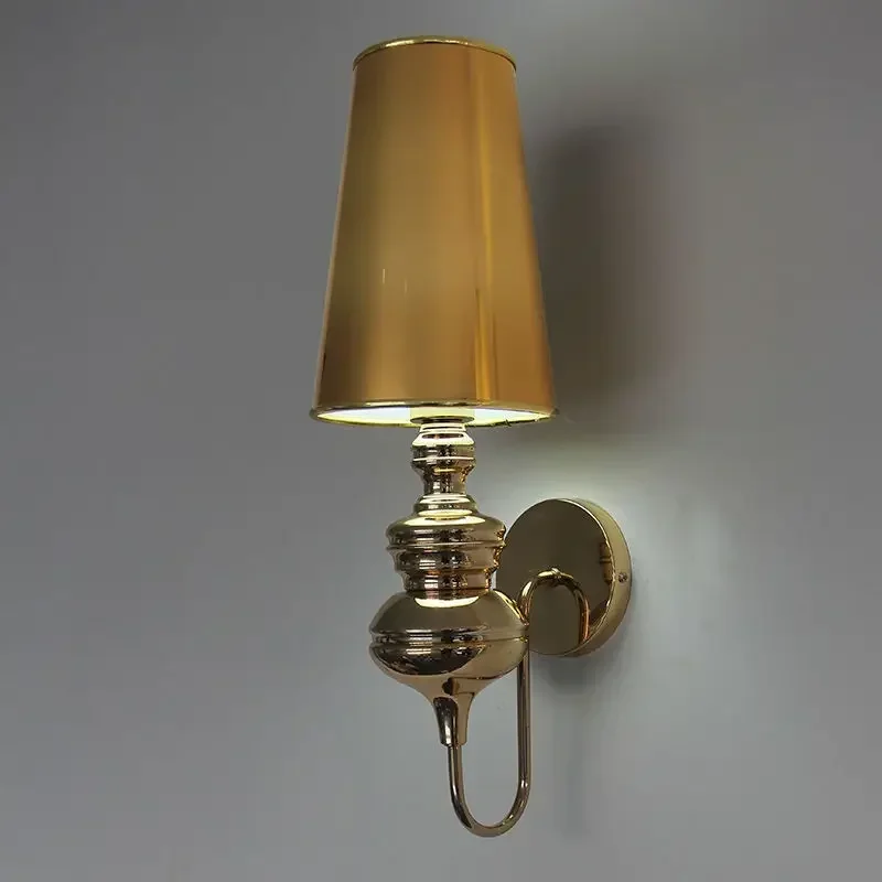 Modern Guard Wall Lamps European Style Bedroom Bedside Corridor Study Lights E27 Hand Cloth Lampshade Silver Gold