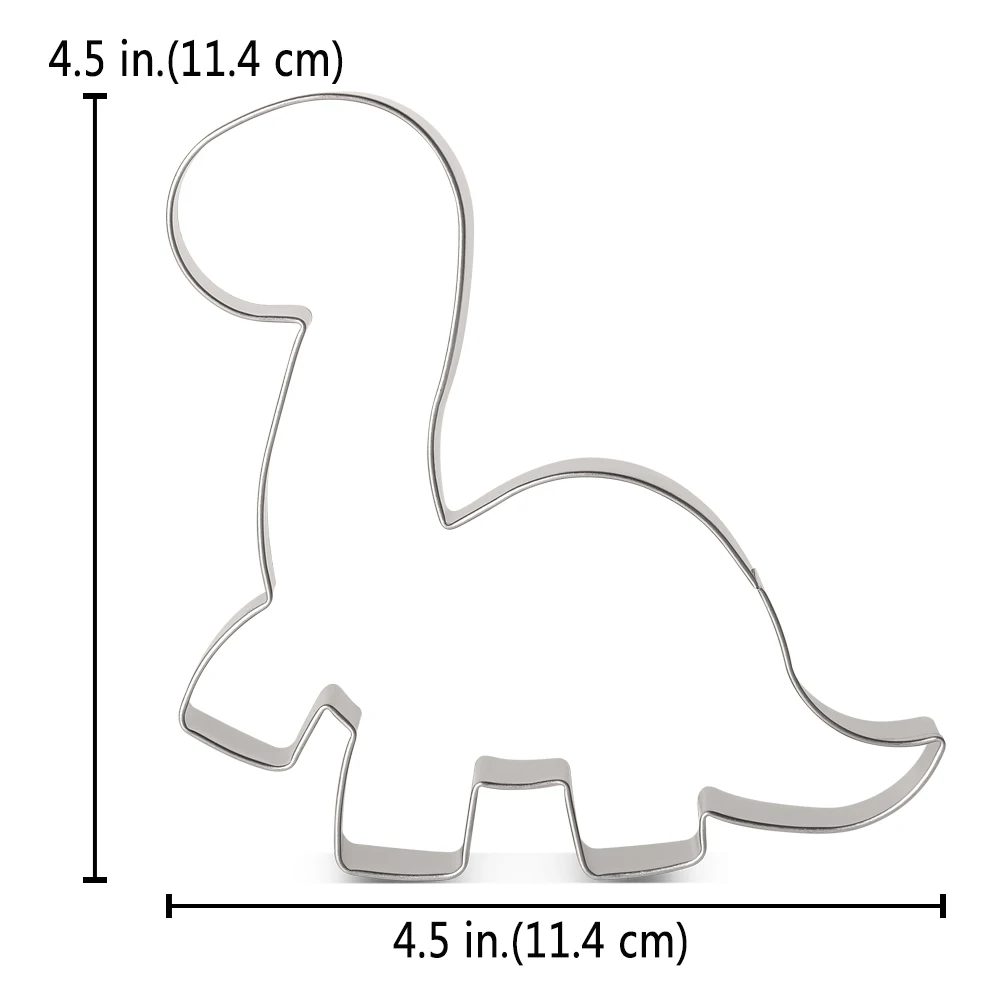 KENIAO Brontosaurus Cookie Cutter - 11.4 cm - Dinosaur Bread Sandwich Fondant Biscuit Mold - Stainless Steel