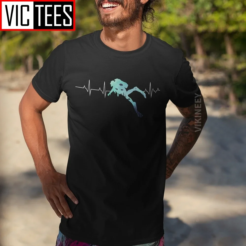 

Scuba Diving Heart Beat Best Gift for Diver T Shirt Men's 100 Percent Cotton Cool Tshirt s Graphic Oversized