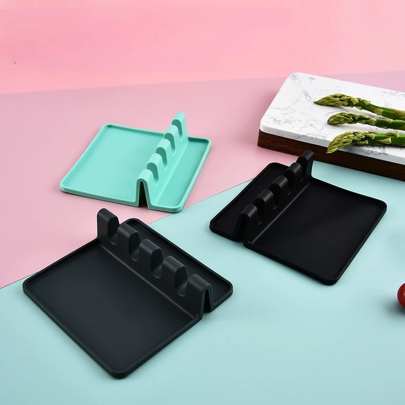 Food-grade Silicone 4-compartment Storage Rack Kitchenware Creative Tableware Rack Drip Pad High-temperature Resistant Spoon Pad