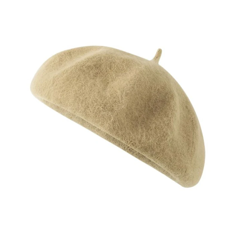 

Beret Women Hat Winter Angora Knit Solid Color Warm Accessory For Autumn Cold Weather Sport Skiing Outdoor Casual Style