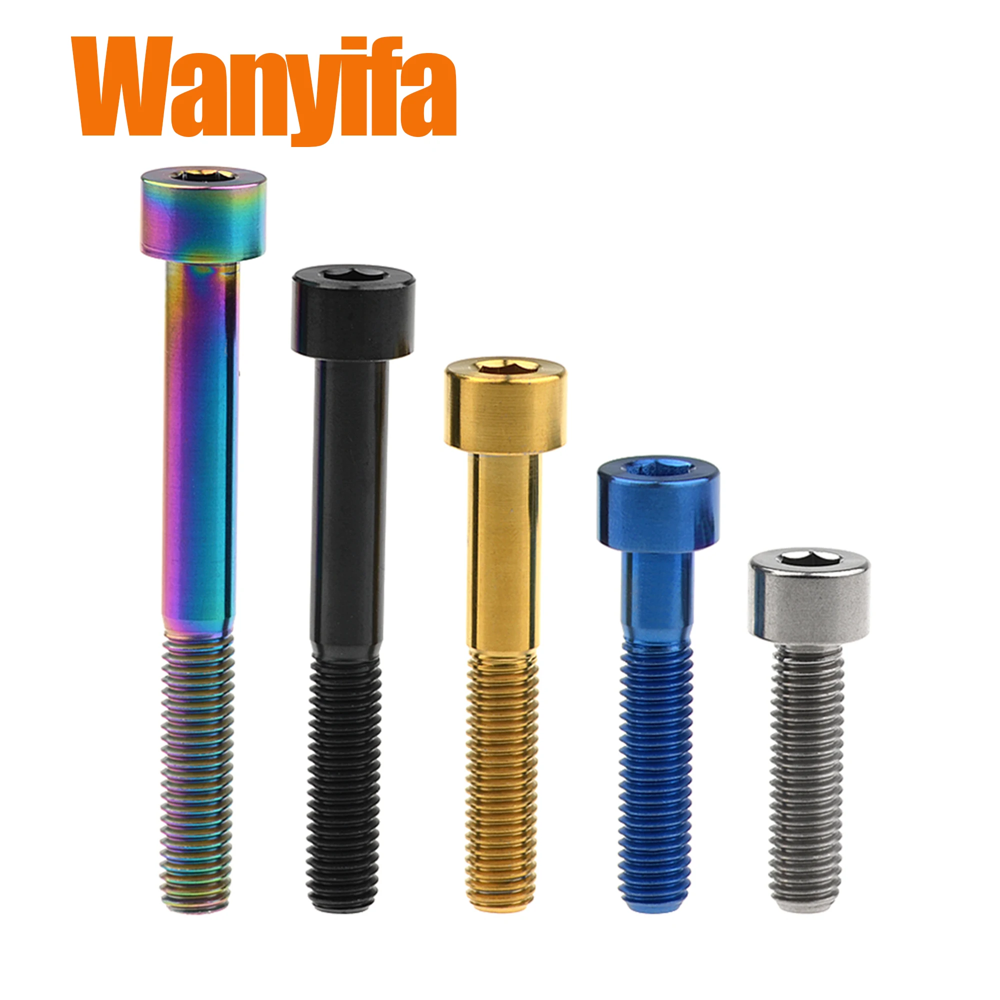 Wanyifa Titanium Alloy Bolts M8x40/45/50/60/70mm Hexagonal Cylindrical Head DIN912 Threaded Screws for Bicycle Accessories 4Pcs