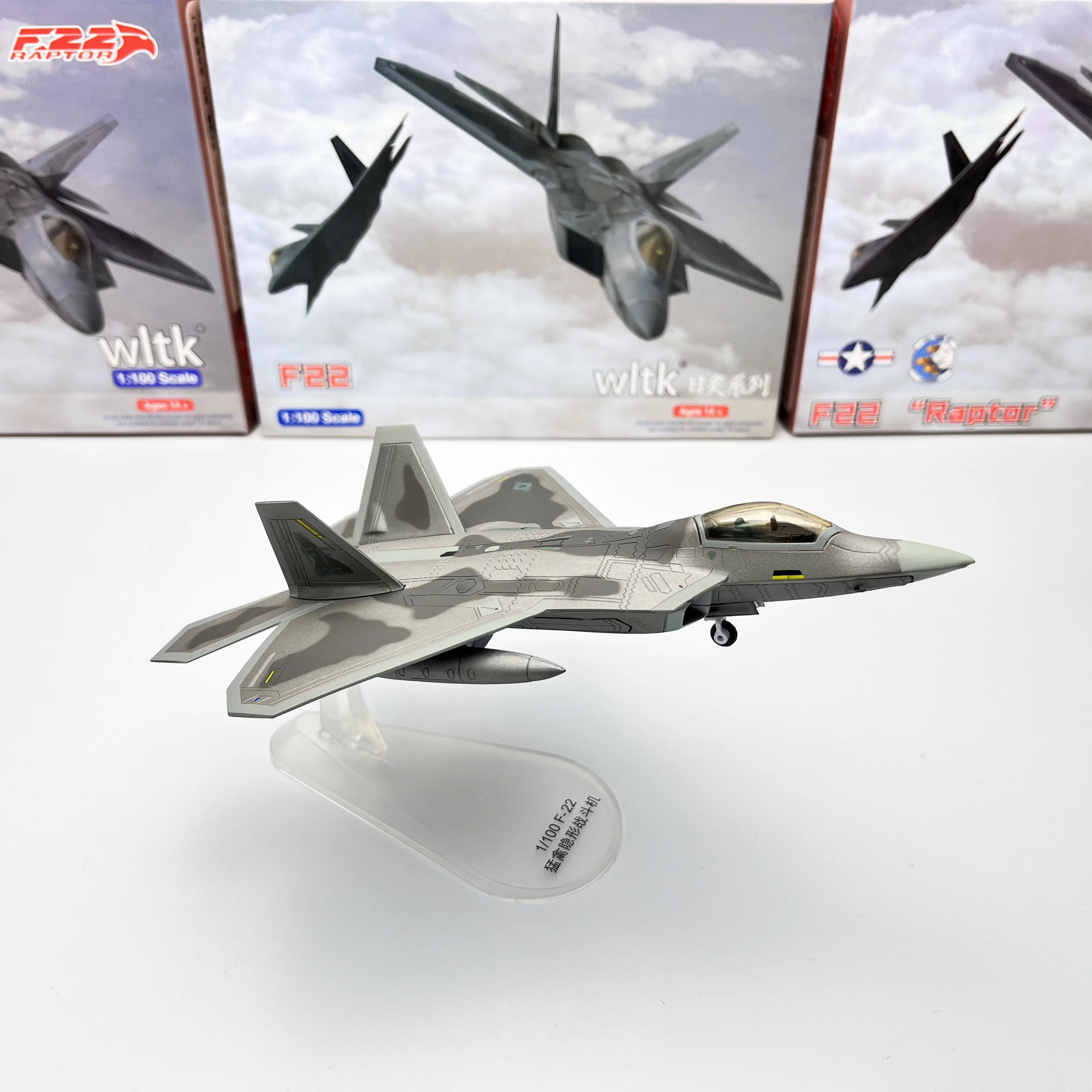 F-22 de combate de aleación a escala 1/100, avión de la Fuerza Aérea de los Estados Unidos F22, modelo de simulación fundido a presión, regalos para