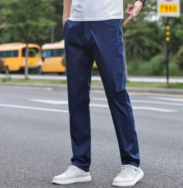 Plus-size Trend Wide Leg Loose Straight Leg Solid Color Casual Pants Elastic Four Season Pants Adult Gentleman Comfortable Loose
