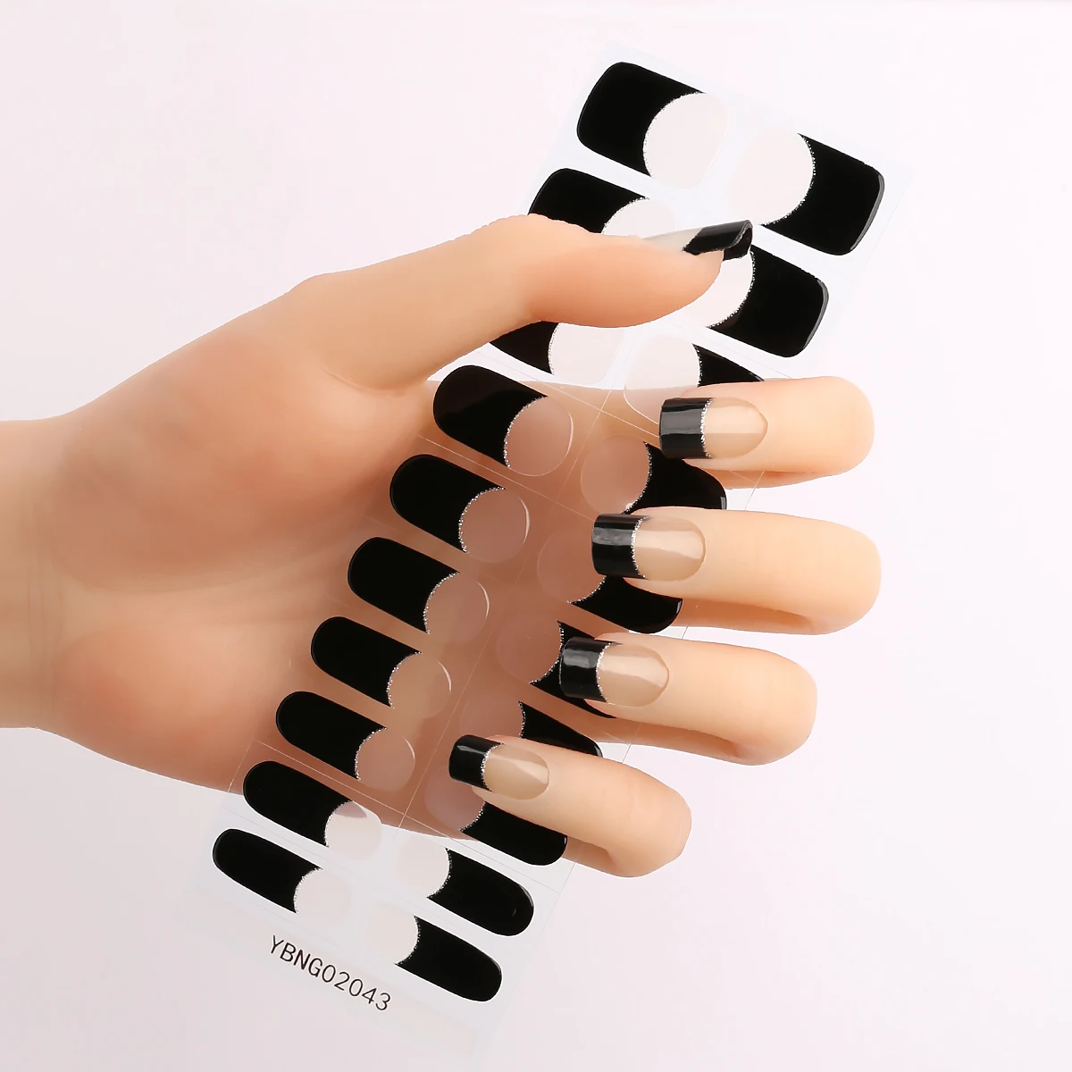 20 شريطًا من ملصقات الأظافر الجل شبه المعالجة المتينة على الطراز الفرنسي للأشعة فوق البنفسجية للارتداء واللمعان طويل الأمد #3