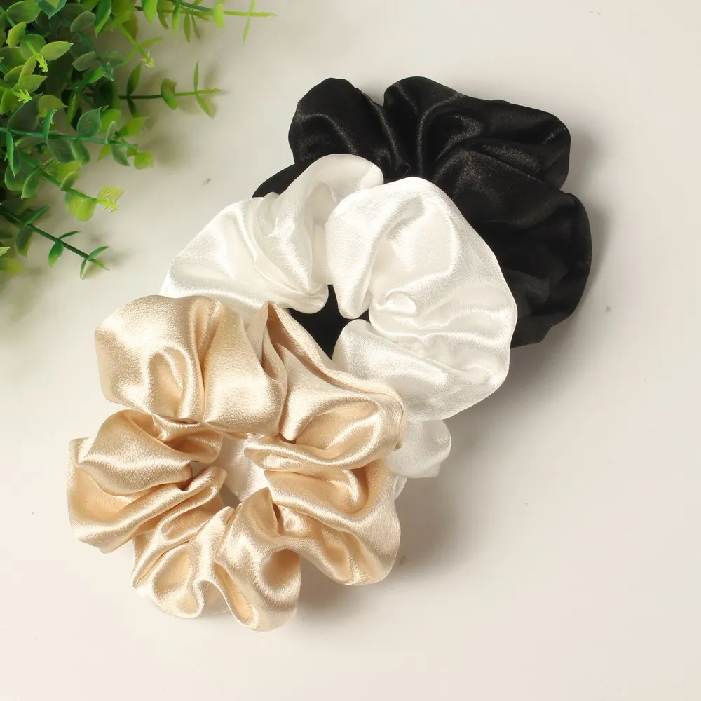 3 Pack Scrunchies for Women Hair Ties Bands Satin Hair Scrunchies for Girls Thick Curly Hair Ponytail Holders Cute Pony Tails